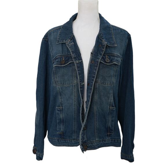 Suzanne Betro Vintage Wash Button Down Denim‎ Jean Jacket plus sz 3X - Picture 1 of 6